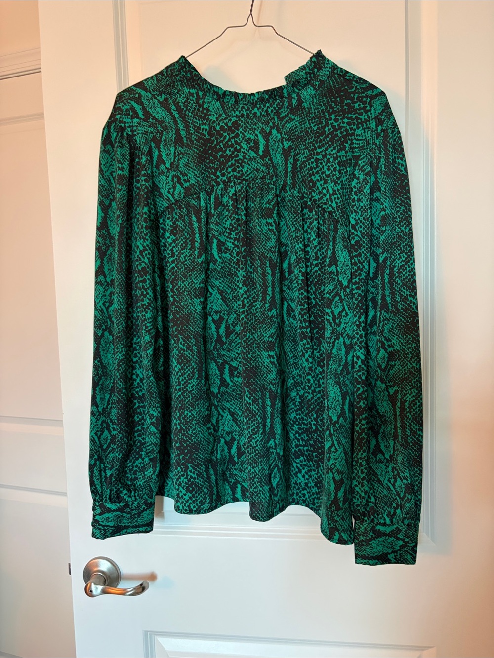 Green Snake-Print Long Sleeve Shirt - Women’s